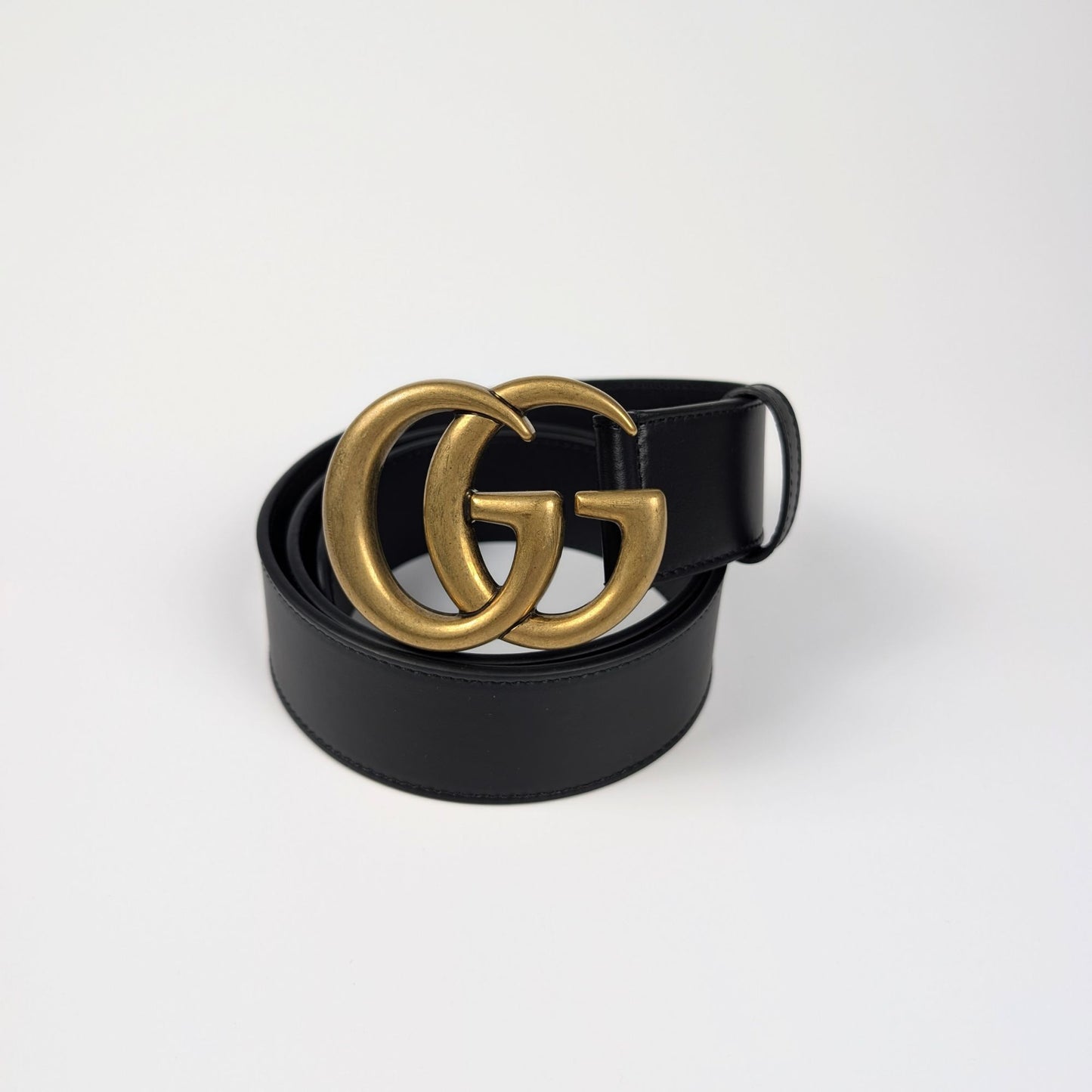 Gucci Cintura Nera Fibbia GG Marmont