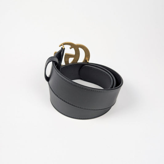 Gucci Cintura Nera Fibbia GG Marmont