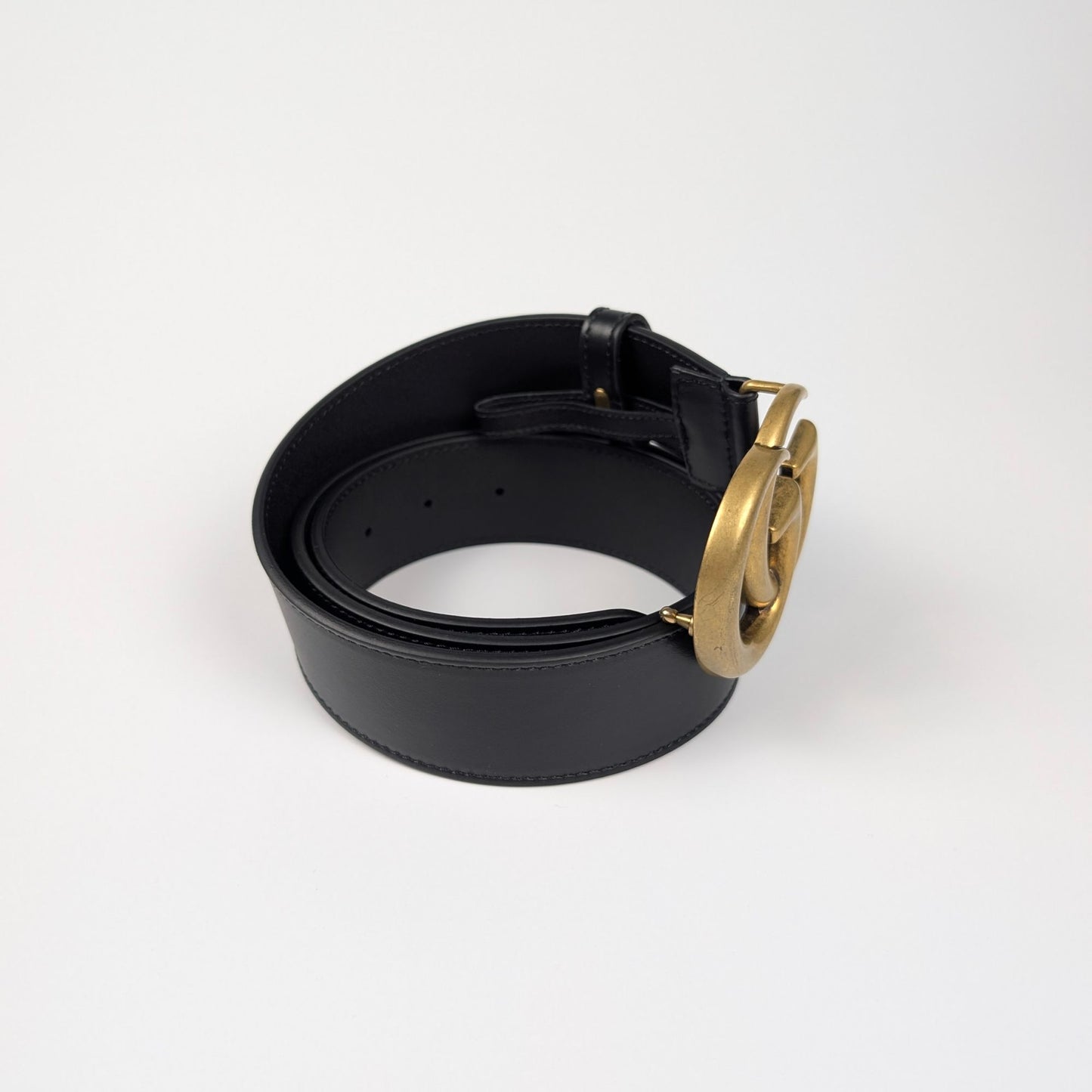 Gucci Cintura Nera Fibbia GG Marmont
