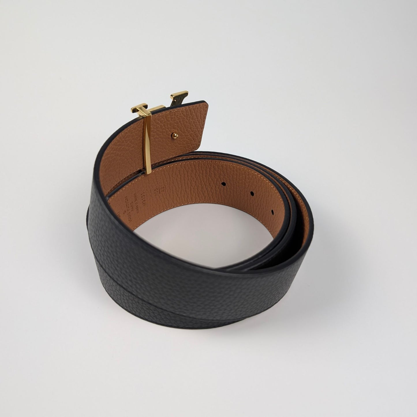 Louis Vuitton Cintura Initiales reversibile 40mm nero marrone fibbia oro"