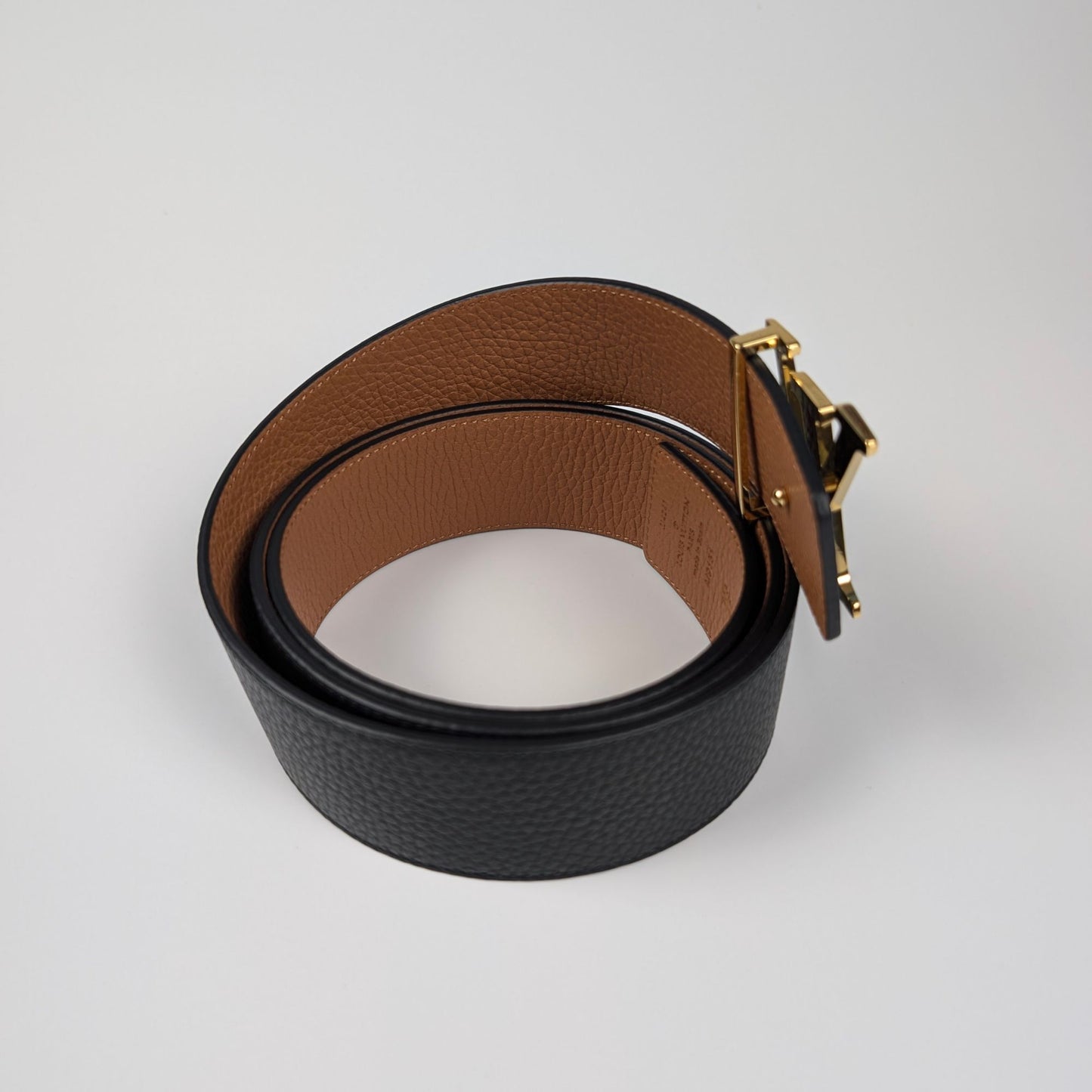 Louis Vuitton Cintura Initiales reversibile 40mm nero marrone fibbia oro"