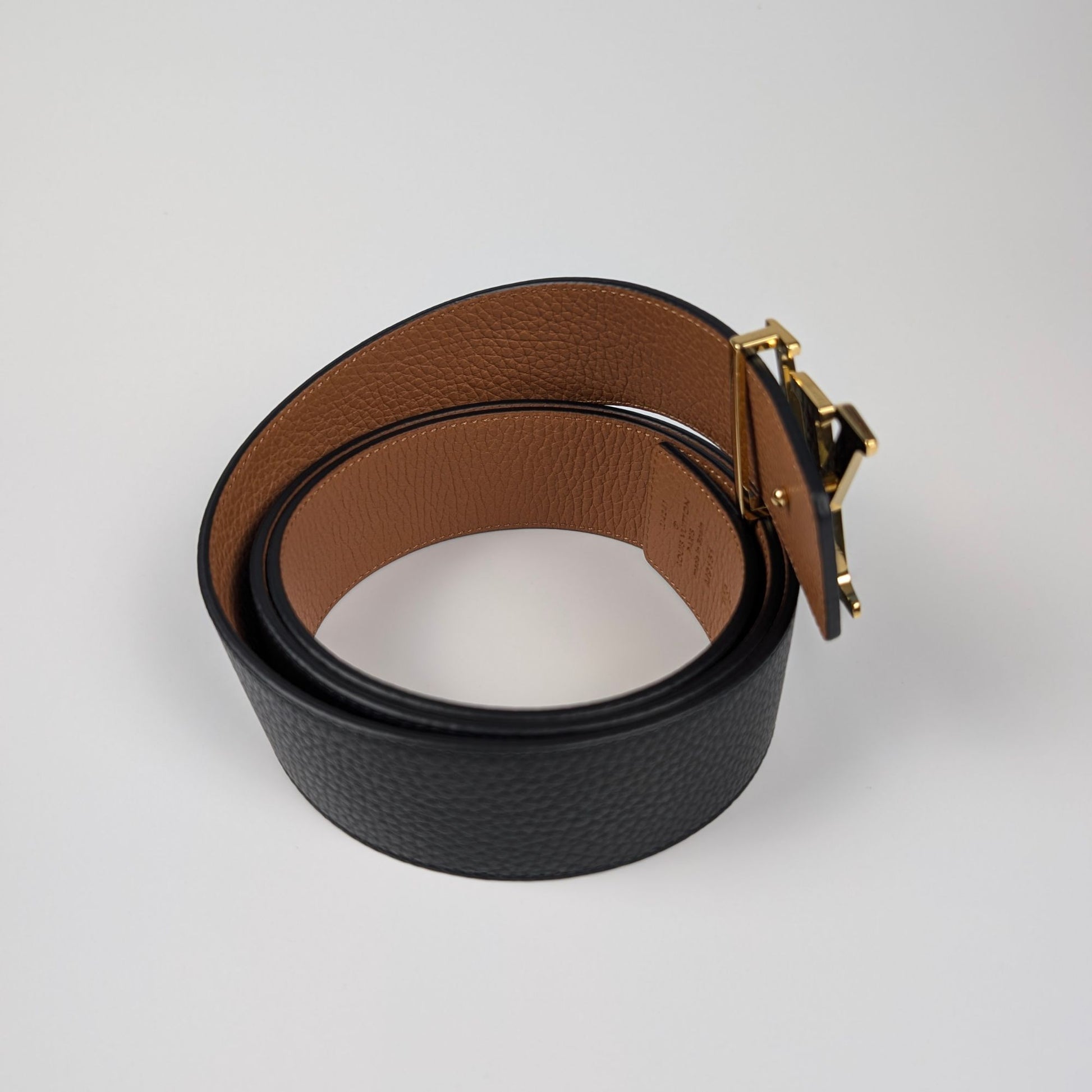 Louis Vuitton Cintura Initiales reversibile 40mm nero marrone fibbia oro"