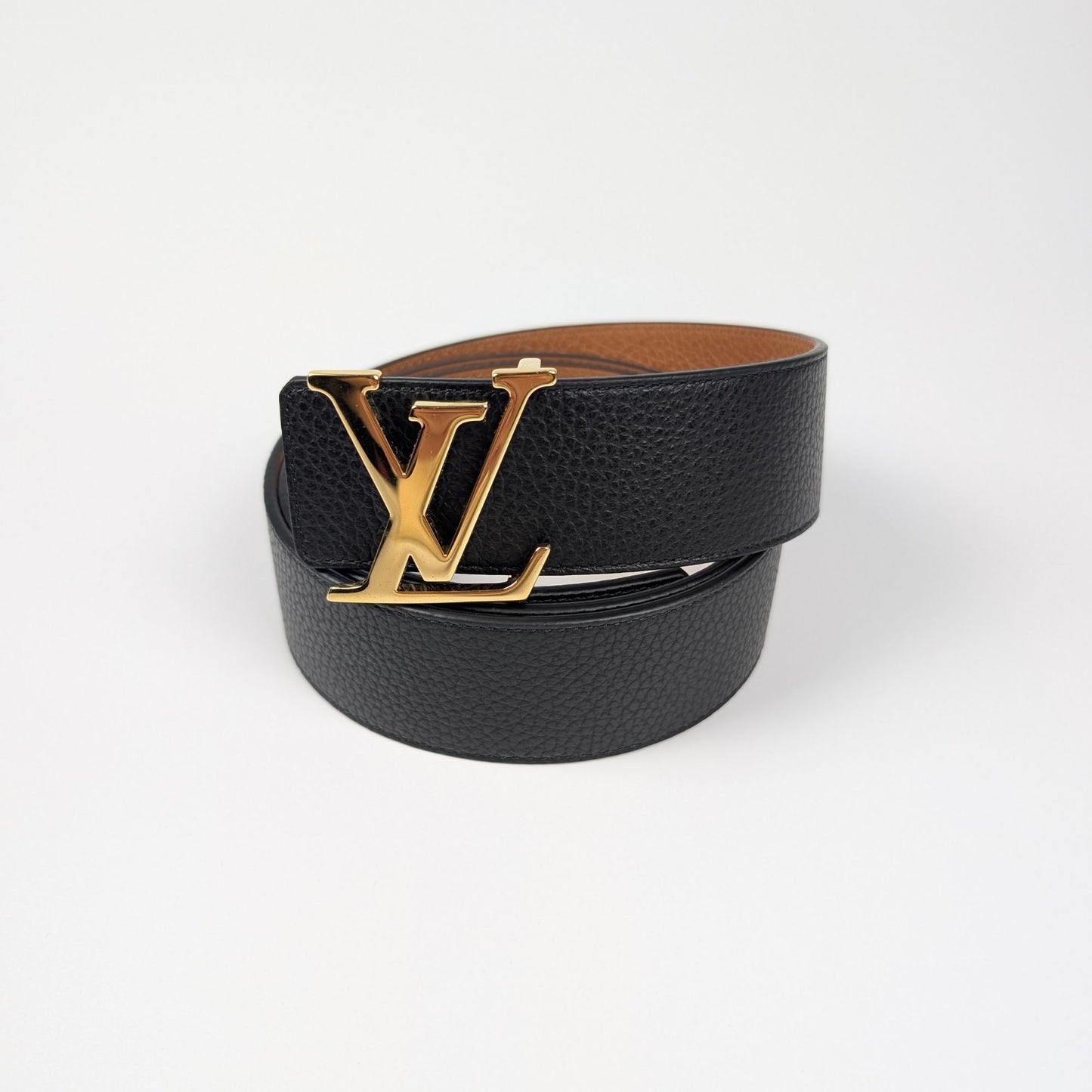 Louis Vuitton Cintura Initiales reversibile 40mm nero marrone fibbia oro"