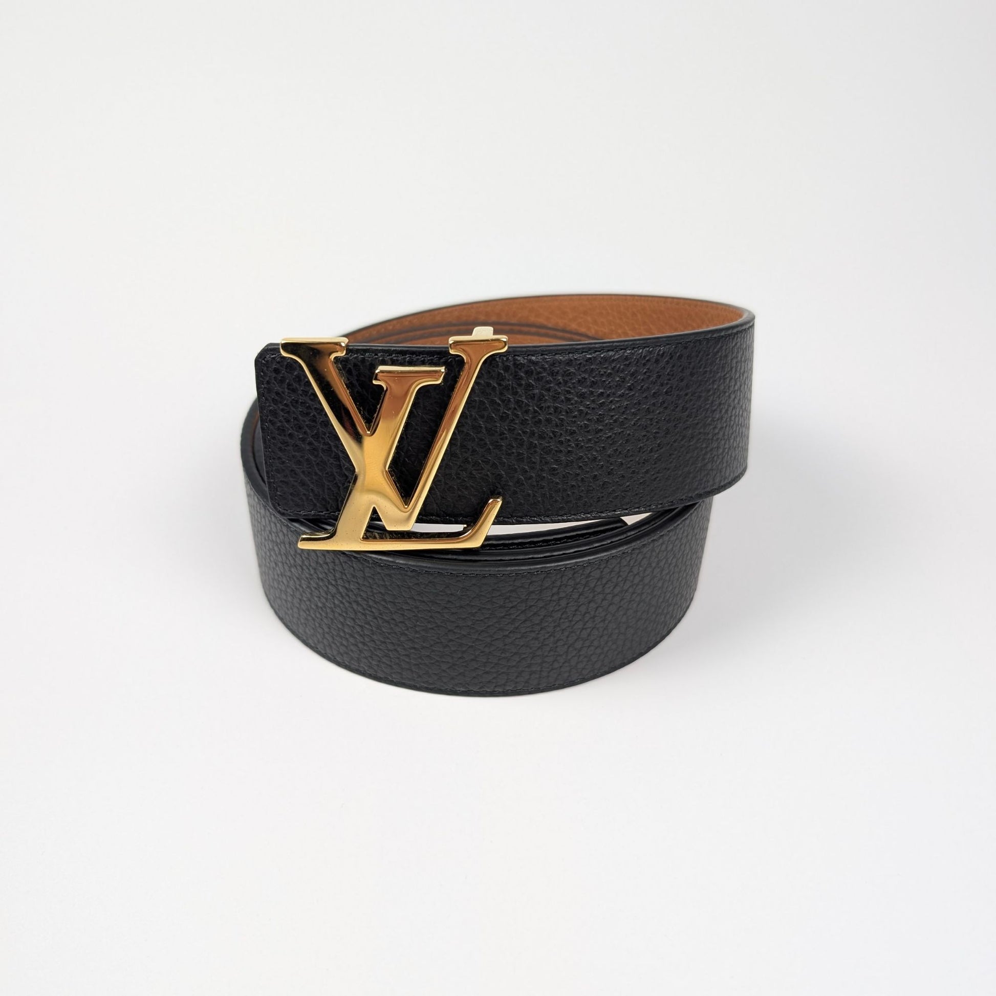 Louis Vuitton Cintura Initiales reversibile 40mm nero marrone fibbia oro"